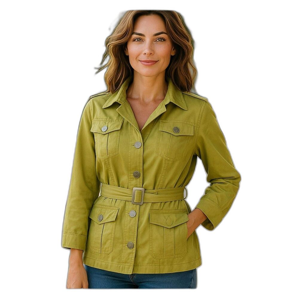 Kiko  Jacket Women Size M Green Linen Brand New  with pockets #62